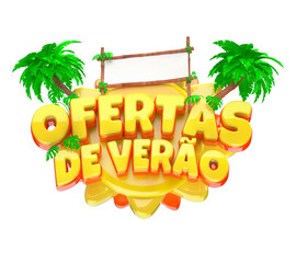 Poster - OFERTAS DE VERÃO SELO 3D PARA COMPOSIÇÃO EM FUNDO ISOLADO