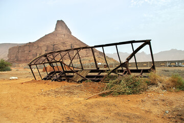 Wall Mural - The vintage wagon on the old railway station in Al Ula, Saudi Arabia