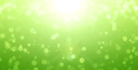Fotomurales - Horizontal sunny background of green color with yellow sparks. Abstract nature background