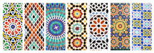 Set Of Vertical Banners With Textures Of Ancient Moroccan Ceramic Mosaic