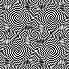 Poster - Chess canvas or racing flag curly and seamless texture. Wavy texture squares pattern.