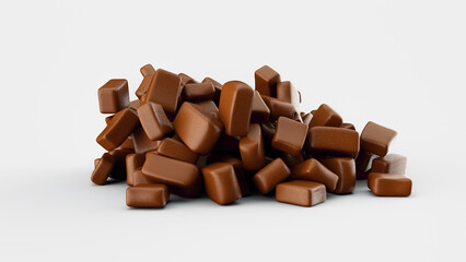 Sticker - A 3D illustration of a pile of chocolates isolated on white background