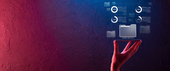 Business developer hand using board framework on virtual modern computer showing innovation Agile software development lean project management tool fast changes concept.Document Management System DMS