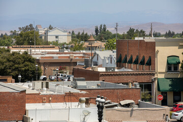 Wall Mural - Afternoon sunny city view of historic downtown Clovis, California, USA