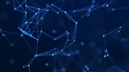 Abstract geometric background. Movement of connected lines and dots.The concept of science, technology, business, space. Looped animation. 4K