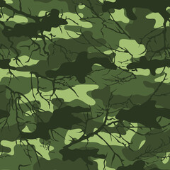 Wall Mural - Camouflage with branches for clothes. Abstraction. Forest pattern.