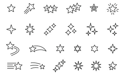 Wall Mural - Set of line stars icons. Simple pictograms pack. Stroke vector illustration on a white background. Modern outline style icons collection.