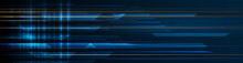 Vector Abstract Lines Pattern Design And Light Effect. High Speed Movement And Motion Blur Over Dark Blue Background. Illustration Futuristic, Cyber Hi Tech Connection Technology, Cyberspace Concept.