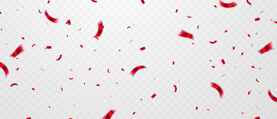 Wall Mural - red confetti celebration background for parties and festivals on a transparent background that can b
