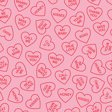 Love Hearts Wallpaper. Valentines Day Background. Speech Bubbles. Vector