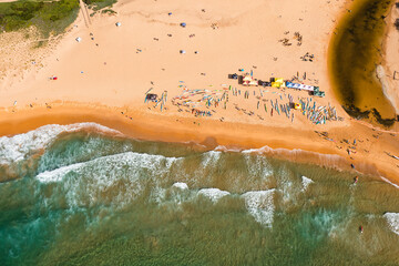 Canvas Print - D Seaside curl curl beach kayaks top down