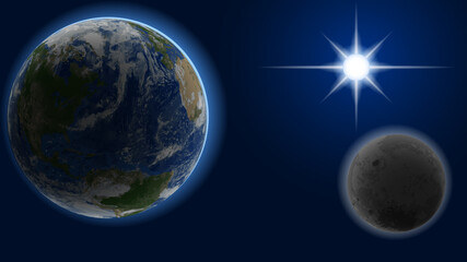 Wall Mural - earth, moon and sun. outer space abstract background