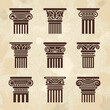 Antique columns. Ancient architecture museum exhibition pillars greek ornate columns recent vector stylized icons collection