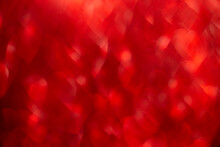 Red Hearts, Sparkling Glitter Bokeh Background, Valentines Day Abstract Defocused Texture