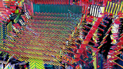 Wall Mural - Digital garbage, grange glitch or error. Abstract technology. Futuristic virtual world. Cyberspace background 3d rendering