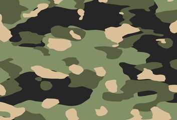 Wall Mural - Camouflage seamless pattern texture. Abstract modern military camo backgound. Fabric textile print template.  illustration design 