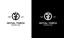 Premium Black Torch Logo Vector Symbol Illustration Design