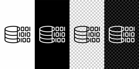 Set line Binary code icon isolated on black and white, transparent background. Vector