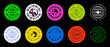 Set Of Worldwide Sticker Badges Vector Design. Cool Global Stickers Graphic.