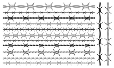 Barb Wire Vector Brush. Cool Acid Graphic Element.