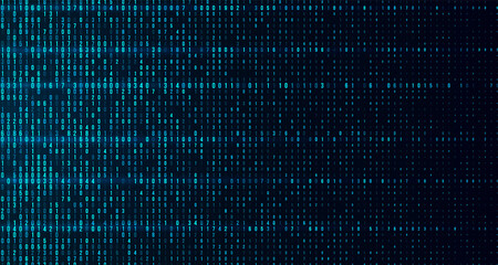 Wall Mural - a stream of binary matrix code on the screen. numbers of the computer matrix.