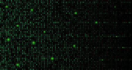 Poster - A stream of binary matrix code on the screen. numbers of the computer matrix.
