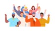 Welcome people crowd. Team happy employee, friends together, union teenager customer community colleague company, diverse group civil invite newcomer, splendid vector illustration