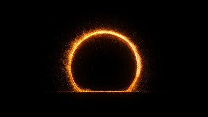 fantastic magic portal on black background. detailed uhd animation with intro and outro. orange fire