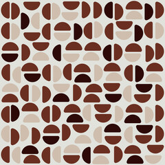 Fototapete - Coffee half beans pattern. Vector seamless brown coffee pattern shapes illustration.