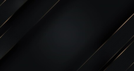 Wall Mural - 4k abstract luxury black grey gradient backgrounds with diagonal golden metallic stripes. geometric 