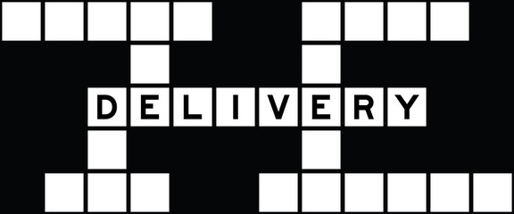 Poster - Alphabet letter in word delivery on crossword puzzle background