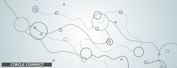 Fototapete - Horizonal banner with dynamic waves and dots. Simple minimal style. Futuristic vector pattern. Abstract cover illustration. Flyer texture digital background. Fuzzy structure
