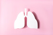 Model of a human lungs shaped white paper on a pink background. Lung Health Day. World Pneumonia Day