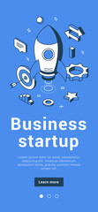 Wall Mural - business startup innovation idea rocket launching successful strategy development mobile banner isom