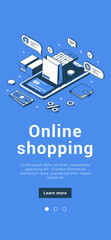 Wall Mural - online shopping digital store order purchasing contactless payment with credit card mobile banner is