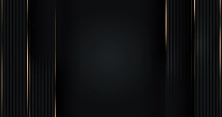 Wall Mural - 4k abstract luxury black grey gradient backgrounds with rectangle frame, animated golden metallic st
