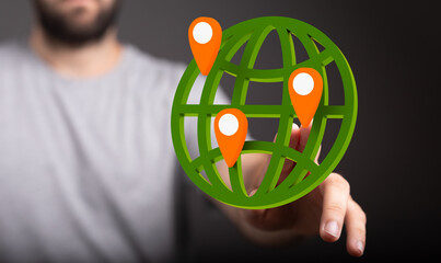 green 3d planet earth with big data