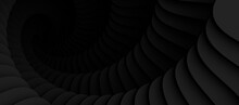 Shaded 3D Illustration Of Tunnel Vortex View With Geometrical Hypnotic Black And White Flowing
