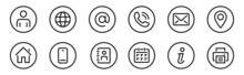 Web Icon Set. Web Buttons. Website Contact Icons Vector. Contacts Icons. Editable Stroke