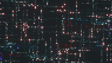 Digital data glitch. Seamless loop 3D render animation
