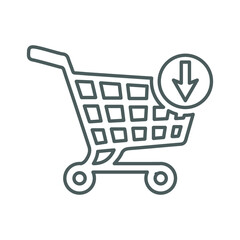 Sticker - Buy, basket, shop, shopping outline icon. Line art sketch.