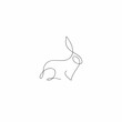 One line rabbit design silhouette. Logo design. Hand drawn minimalism style vector illustration.