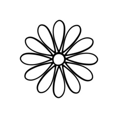 Wall Mural - Flower icon. Black contour linear silhouette. Top view in front. Vector simple flat graphic hand drawn illustration. Isolated object on a white background. Isolate.