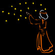 Abraham looks at the night sky strewn with many stars