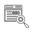 © Jewel - Search, optimization, engine outline icon. Line art sketch.