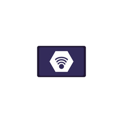 Wall Mural - Tablet with internet connection sign on screen, vector illustration isolated.