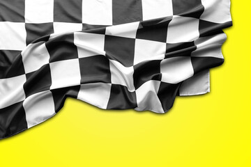 Wall Mural - Checkered flag on yellow