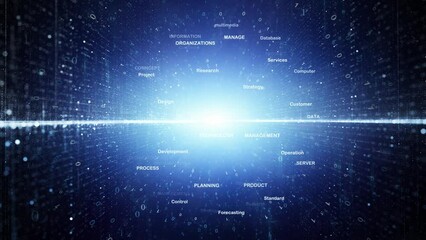 Shining blue binary numbers concept technology cyberspace.