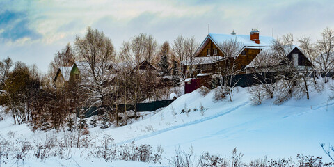 Sticker - Landscape with the image of russian countryside