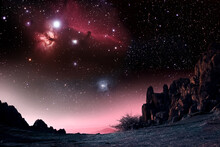 Rocky Landscape With Amazing Night Sky
